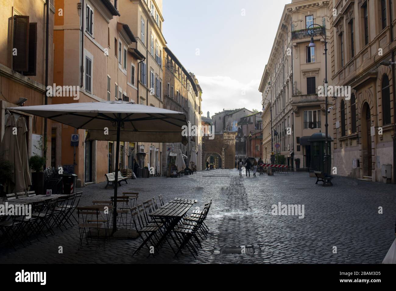 Blick auf das jüdische Ghetto in der Altstadt von Rom Stockfoto