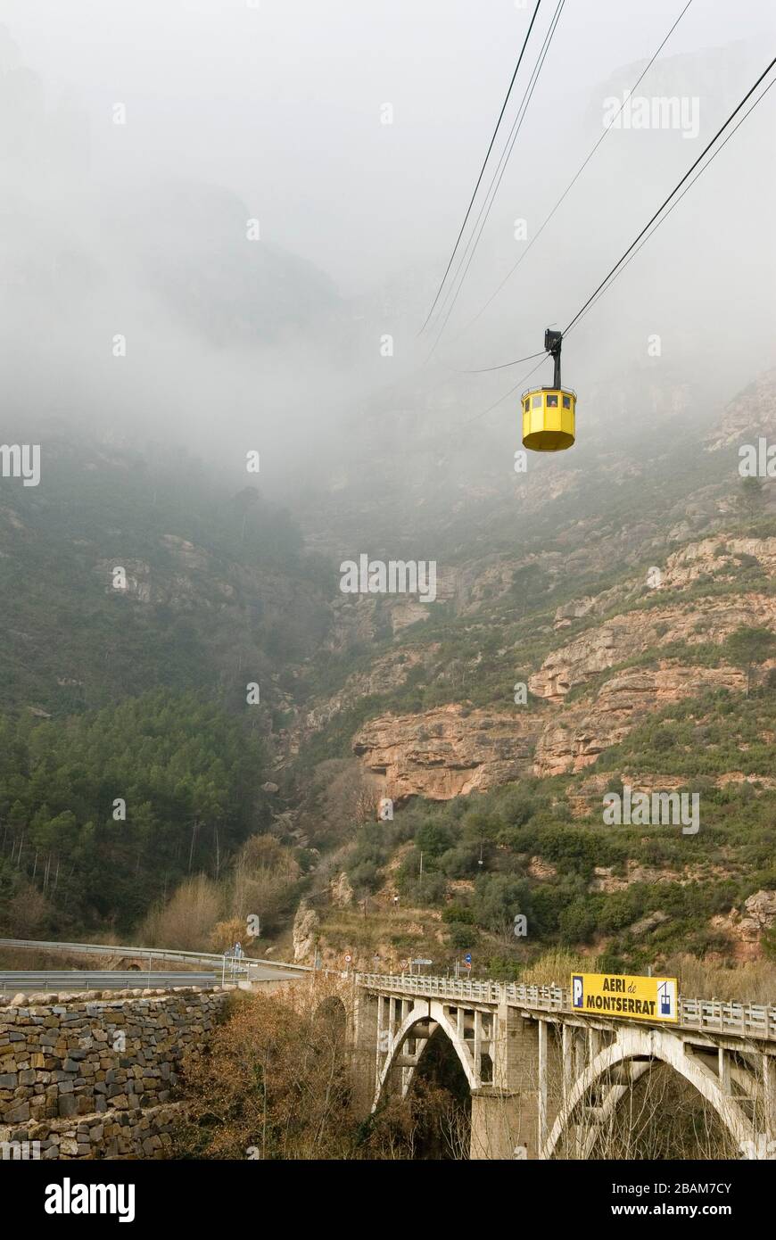 Die Seilbahn Montserrat, der Naturpark Montserrat, Montserrat, Katalonien, Europa Stockfoto