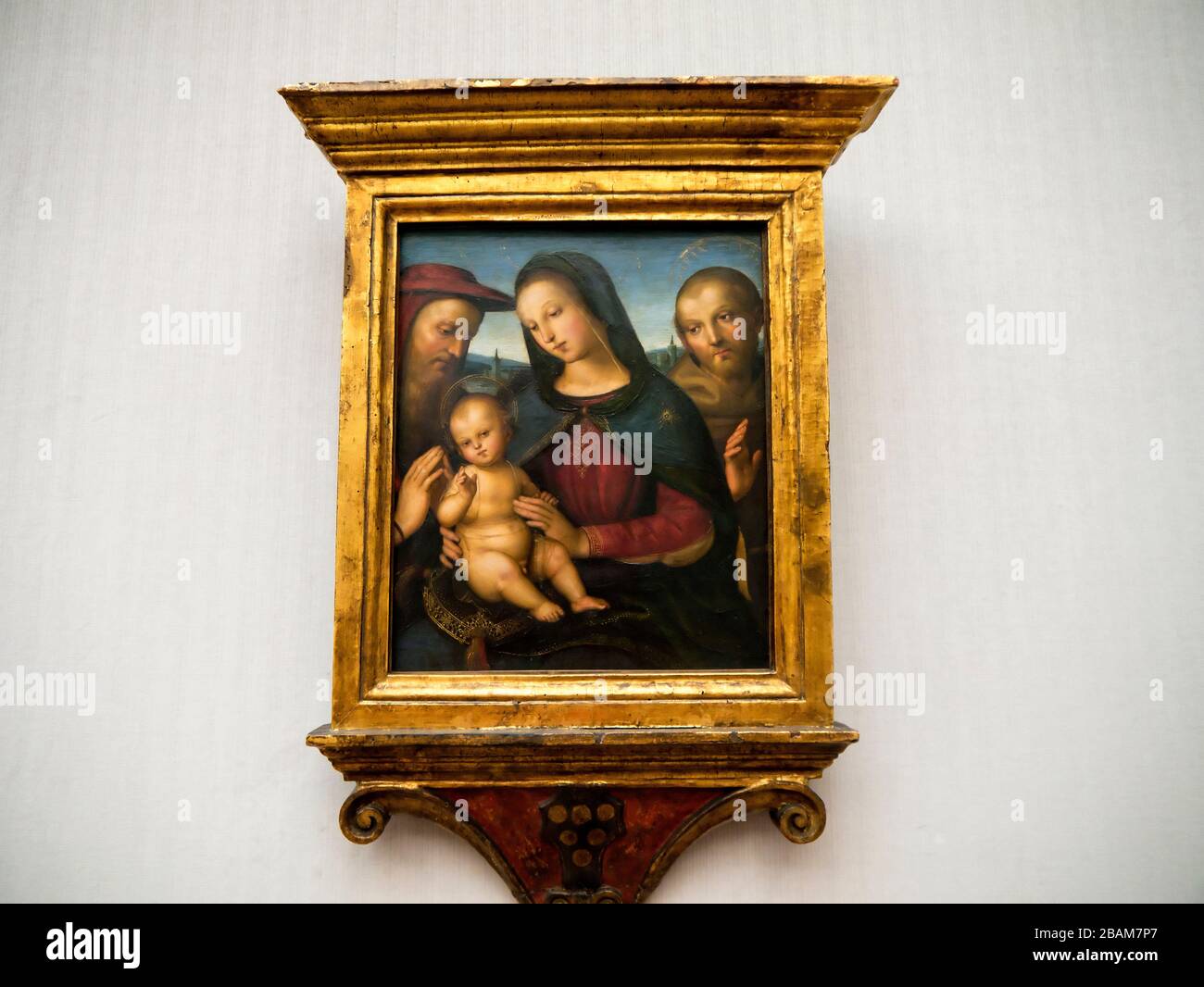 Einer der 6 Raphael Madonnas in der Gemeldegalerie, der Nationalgalerie in Berlin Deutschland. Dies ist die Jungfrau Maria mit dem heiligen Franziskus und dem heiligen Hieronymus Stockfoto