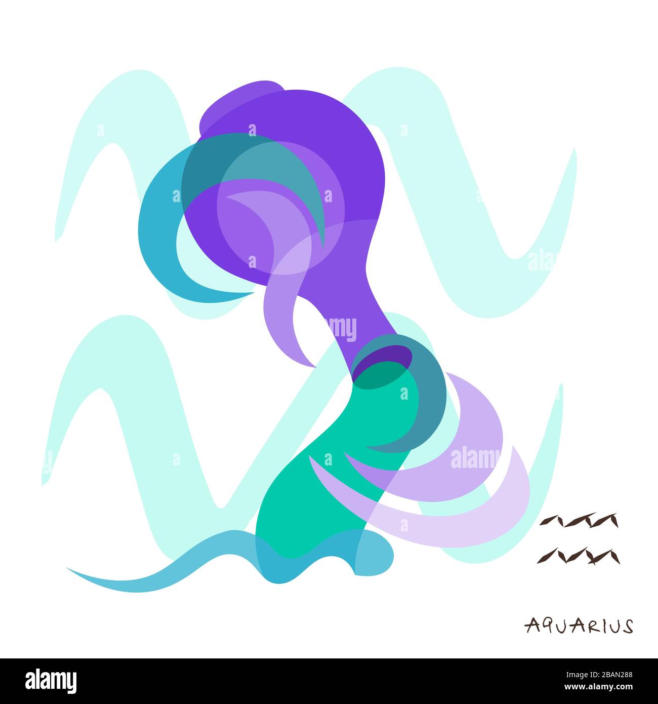 Tierkreiszeichen Aquarius. Vektordarstellung im Stil des Minimalismus. Das Symbol des astrologischen Horoskops. Stock Vektor
