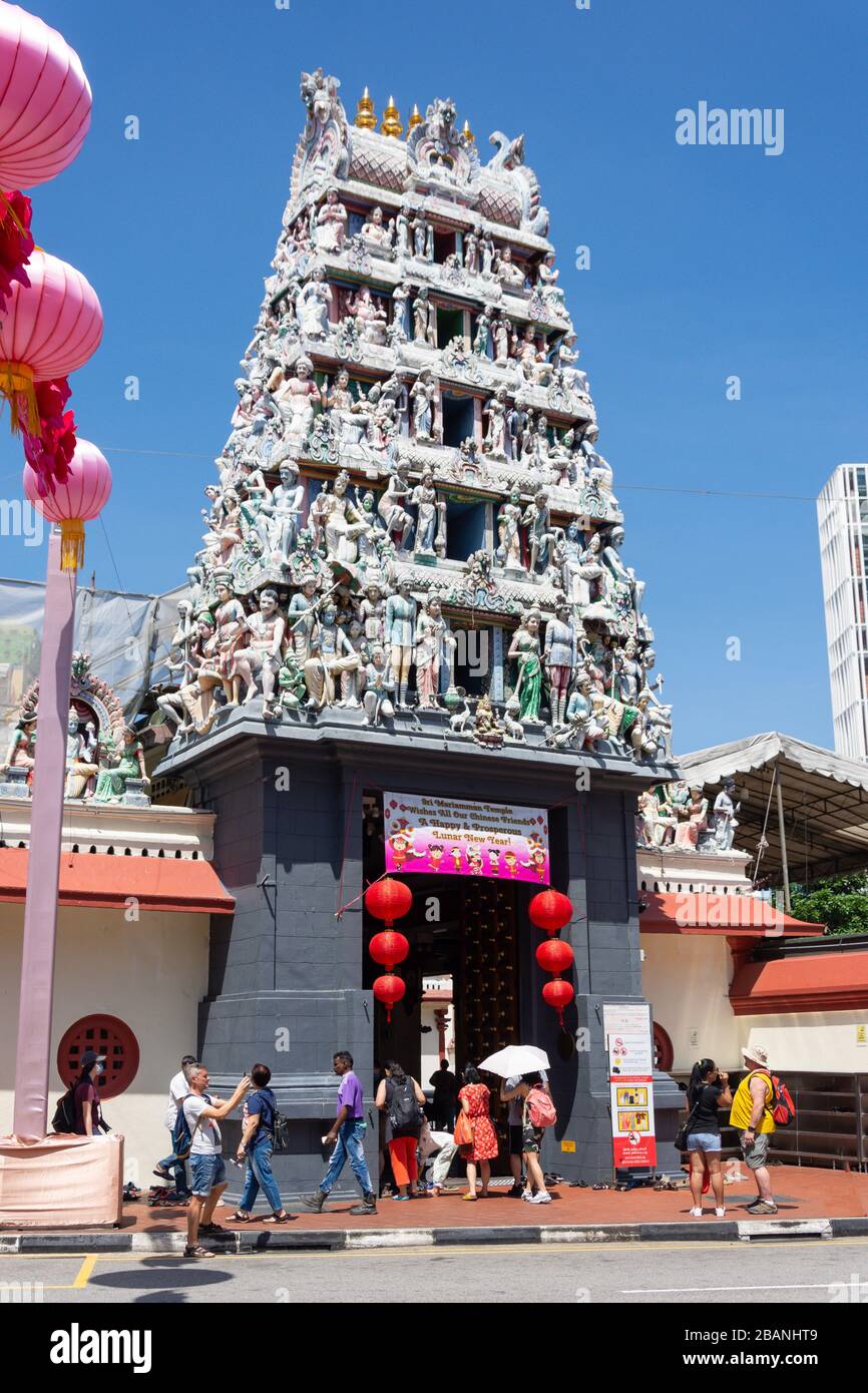 Sri Mariamman hinduistischer Tempel, South Bridge Road, Chinatown, Outram District, Central Area, Singapur Insel (Pulau Ujong), Singapur Stockfoto