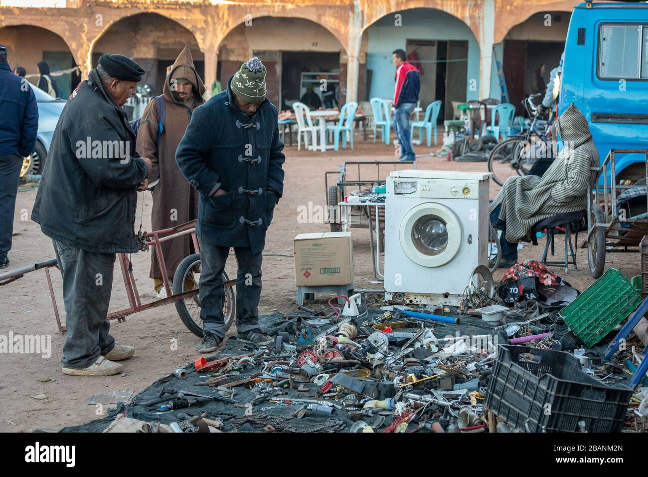 Der geschäftige Markt in Ait Ben Haddou, Marokko Stockfoto