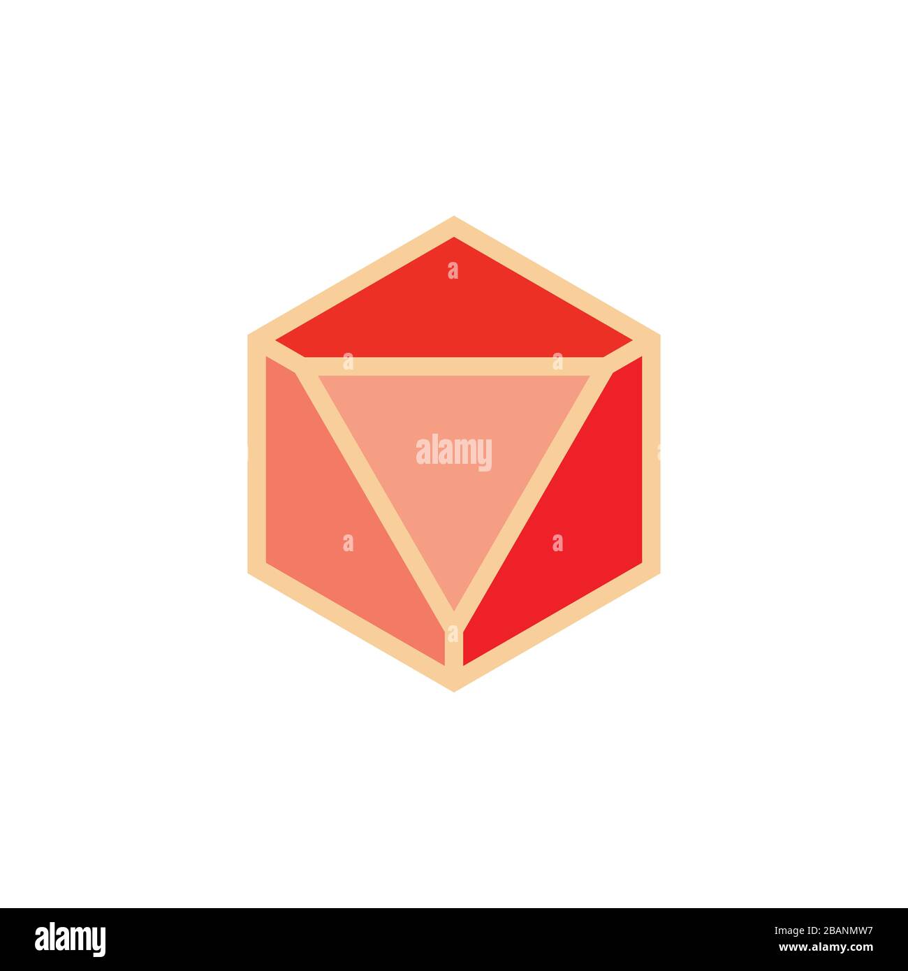 Einfacher roter sechseckiger Logo-Vektor mit Rautenmuster Stock Vektor