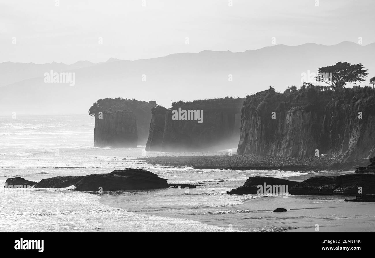 Cape Foulwind und die Tasmansee an der Westküste von Südinsel Neuseeland. Stockfoto