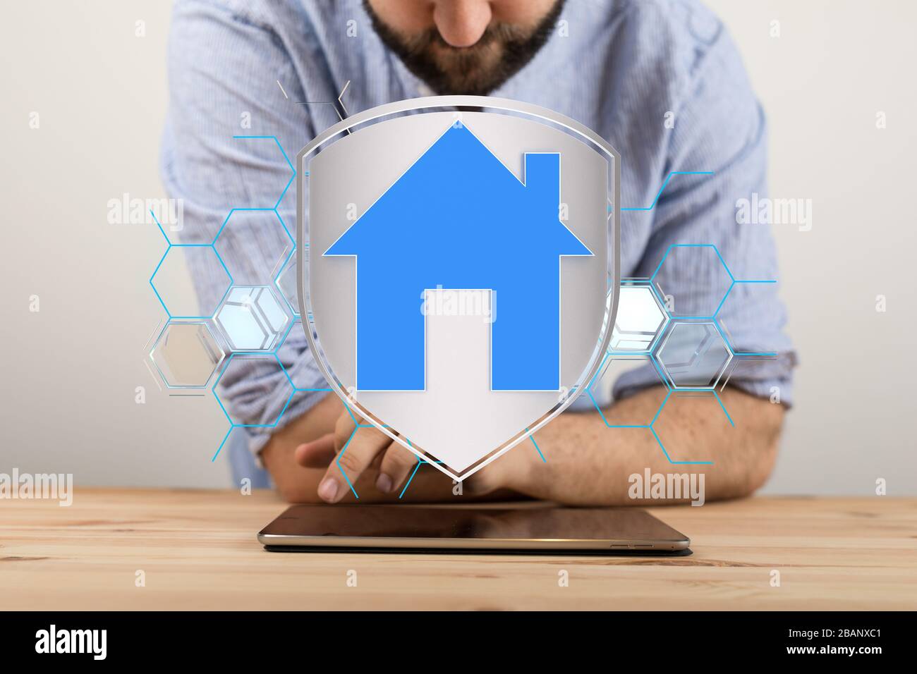 Ein Modell des Hauses und digitales iot Stockfoto