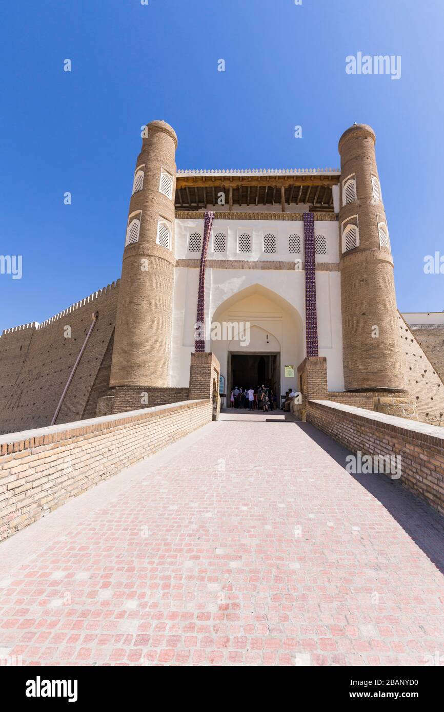 Haupttor der Festung Ark, Buchara, Buchara, Usbekistan, Zentralasien, Asien Stockfoto