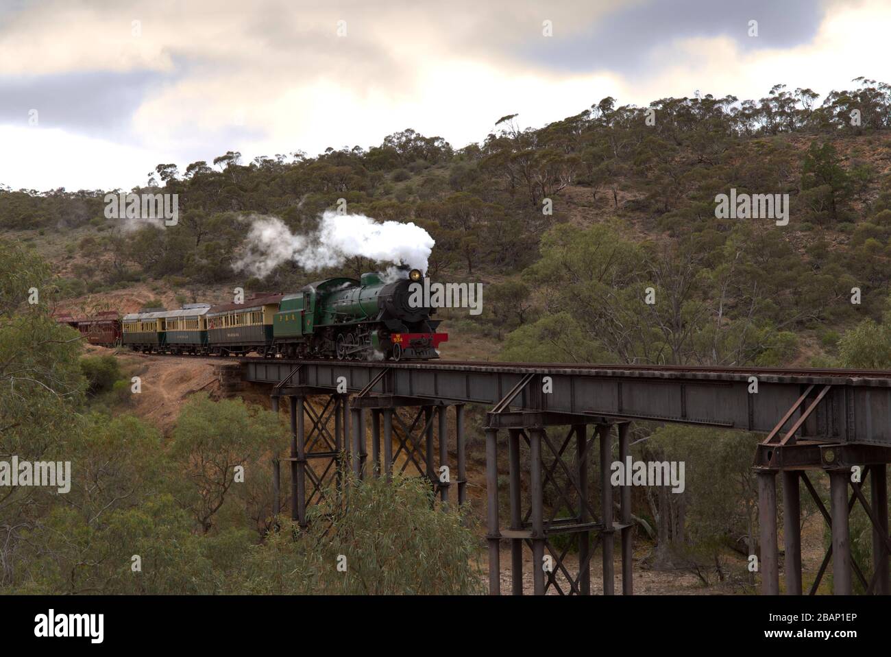 Heritage Train mit Dampflok auf der Pichi Richi Railway Quorn Flinders Ranges South Australia Stockfoto