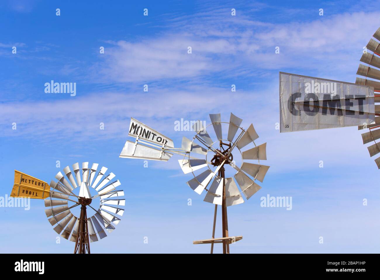 Noch arbeitende Windmühlensammlung heute ein Museum in Penong South Australia Stockfoto