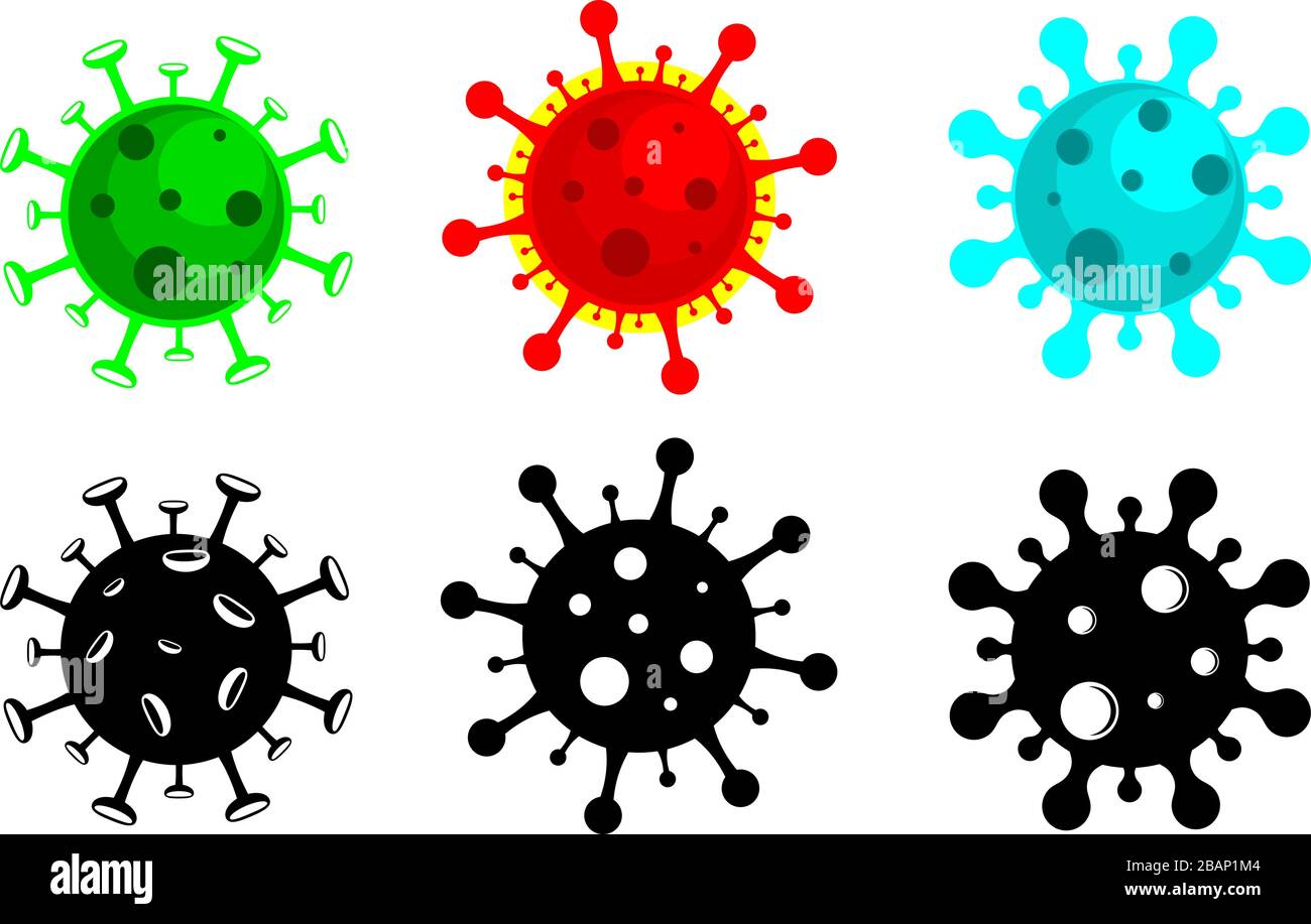 Sechs Illustrationsvektoren des pandemischen Romans Corona Virus Covid-19 2019-nCoV Stock Vektor