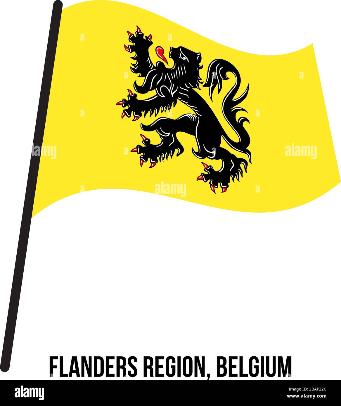 Region Flandern, Belgien Flagge schwenkten Vector Illustration auf
