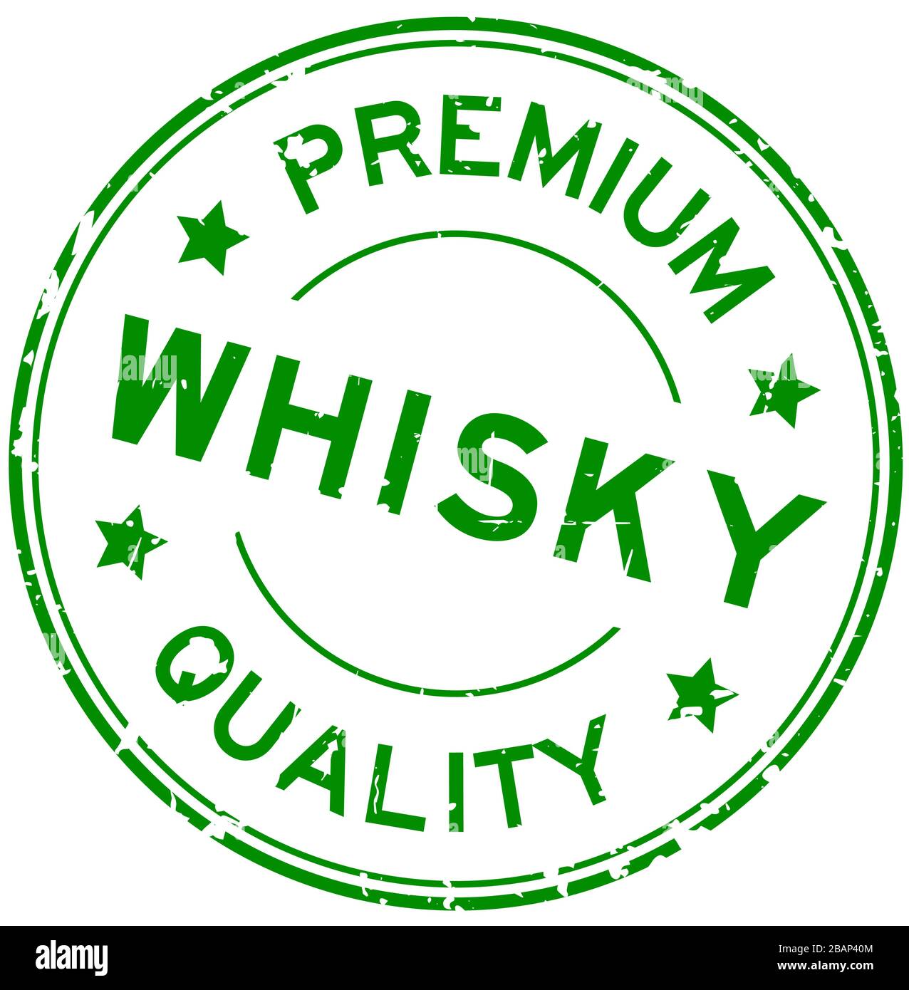 Grunge grün hochwertiger Whisky Wort Rundum-Gummisiegel-Stempel auf weißem Hintergrund Stock Vektor