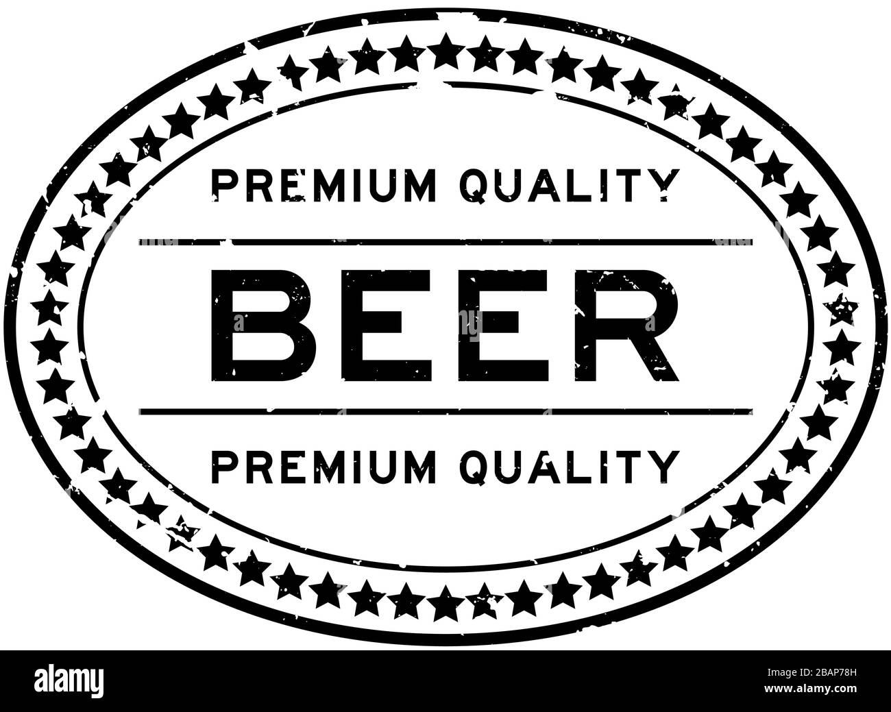 Grunge schwarz Premium Qualität Bier Wort ovale Gummidichtung Stempel auf weißem Backgoround Stock Vektor