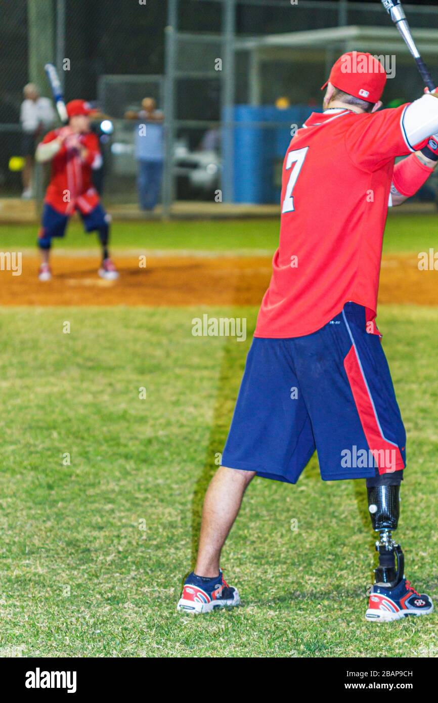 Miami Beach, Florida, Flamingo Park, WWAST, Wounded Warrior Amputee Softball Team, Behinderte Behinderte spezielle Bedürfnisse, Veteranen, Soldaten, Rehabili Stockfoto