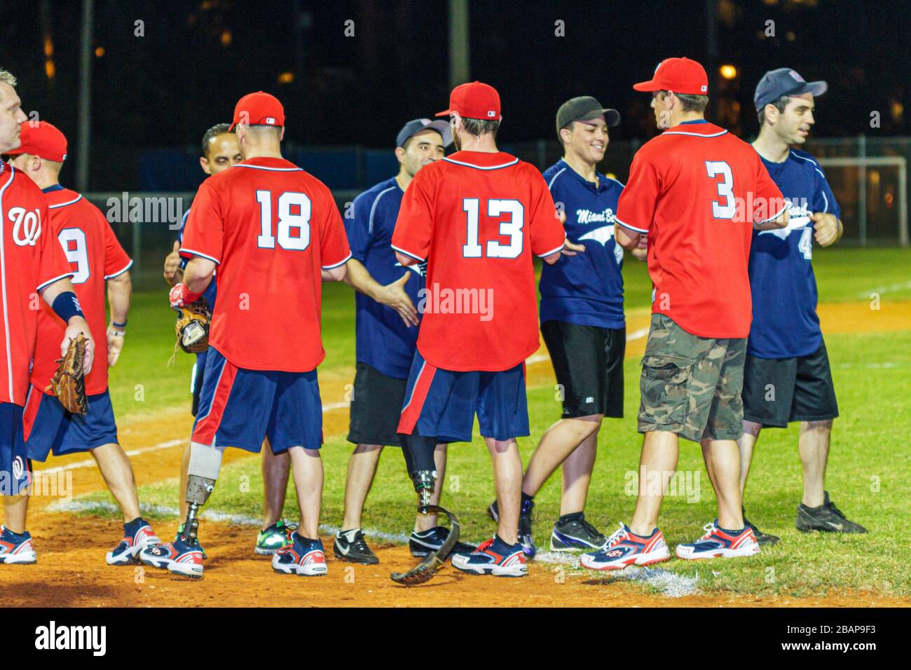 Miami Beach, Florida, Flamingo Park, WWAST, Wounded Warrior Amputee Softball Team, Behinderte Behinderte spezielle Bedürfnisse, Veteranen, Soldaten, Rehabili Stockfoto