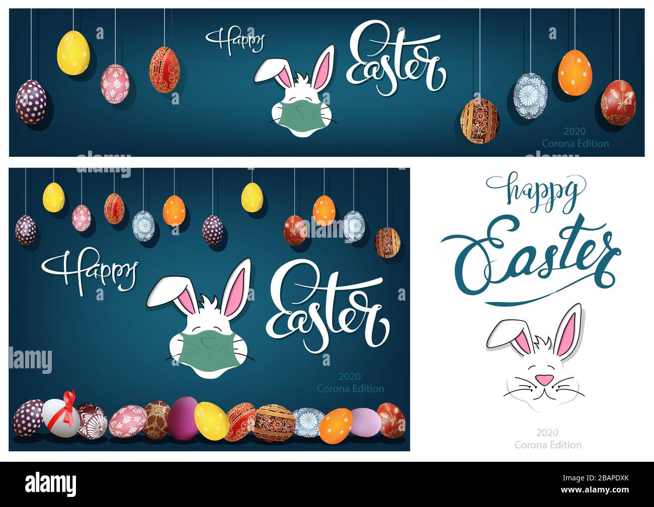 Hängende Handbemalte Easter Eggs Collection Stock Vektor