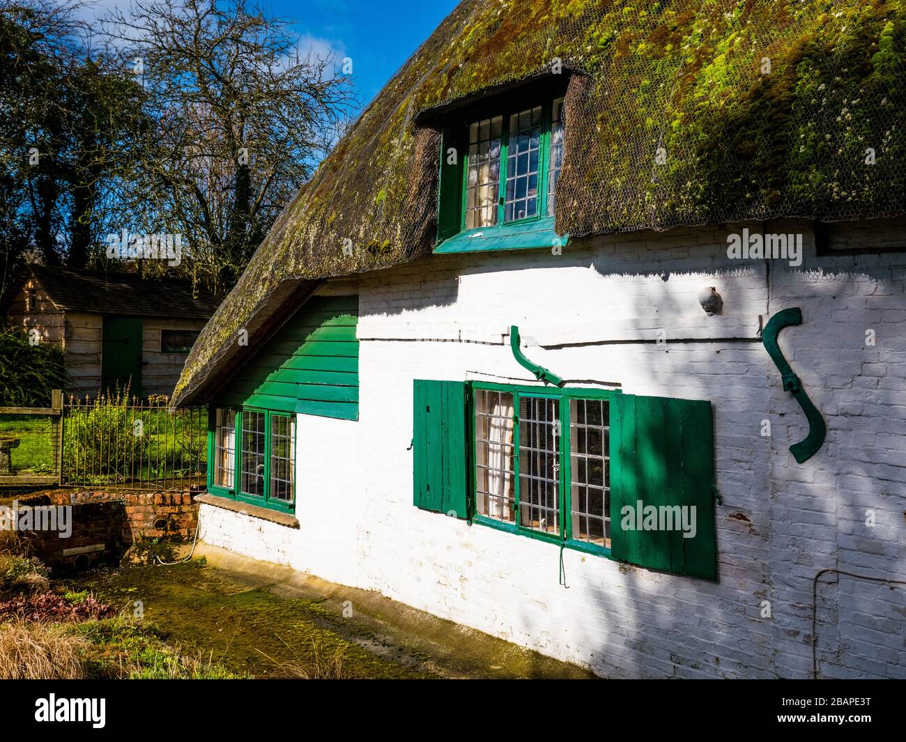 Reetgeched Cottage, North Wessex Downs, Great Bedwyn, Wiltshire, England, Großbritannien, GB. Stockfoto