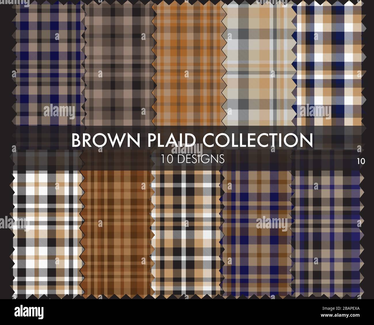 Brown Plaid, kariert, Tartan nahtlose Mustersammlung umfasst 10 Designs, die für Modetextilien und Grafiken geeignet sind Stock Vektor