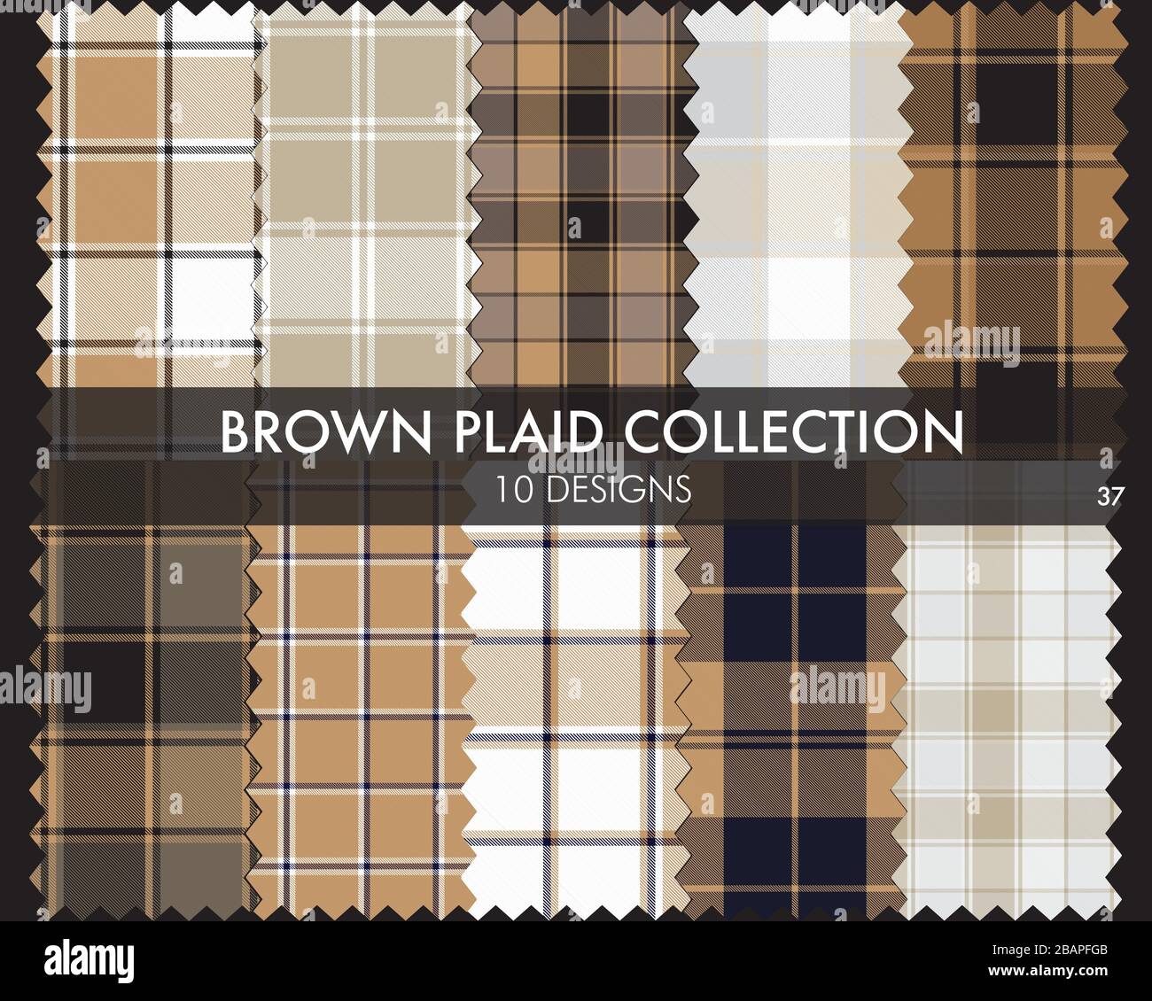 Brown Plaid, kariert, Tartan nahtlose Mustersammlung umfasst 10 Designs, die für Modetextilien und Grafiken geeignet sind Stock Vektor