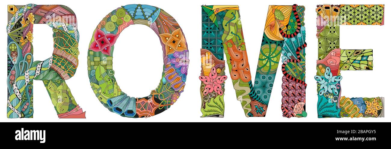 Die Stadt Rom ist die Hauptstadt Italiens. Vektor dekoratives Zentangle Objekt zur Dekoration Stock Vektor