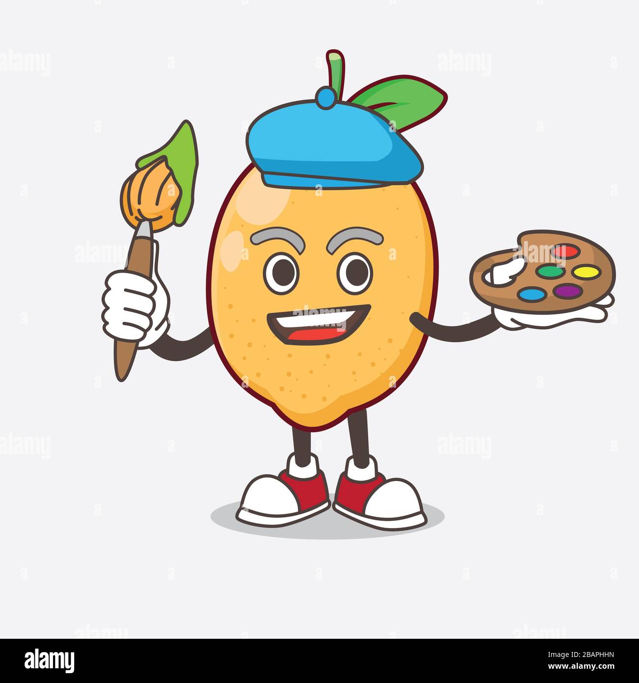 Eine Illustration von Lemon Fruit Cartoon Maskottchen Figurenmaler-Stil mit Kunstbürste Stockfoto
