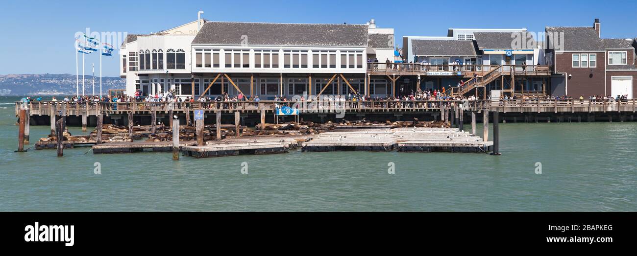 Pier 39 von Pier 41, San Francisco, Kalifornien, USA. Stockfoto