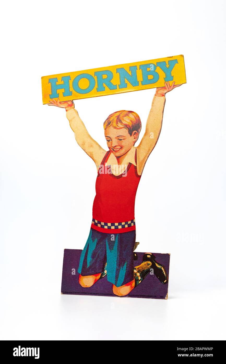 Eine Werbeanzeige von Hornby Point of Sale Stockfoto