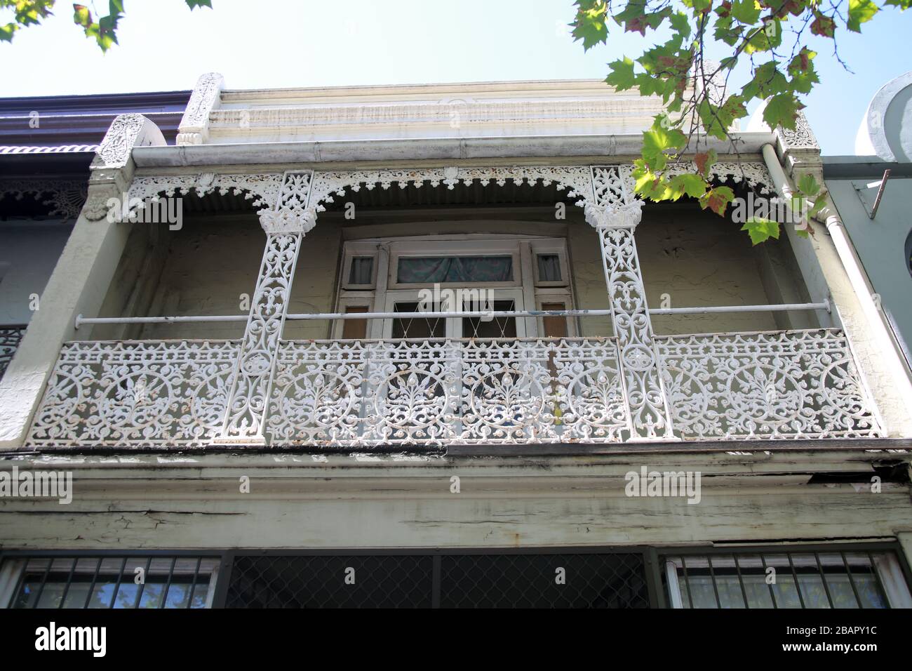 Viktorianisches Reihenhaus, Harris Street, Ultimo, Sydney, Australien. Stockfoto