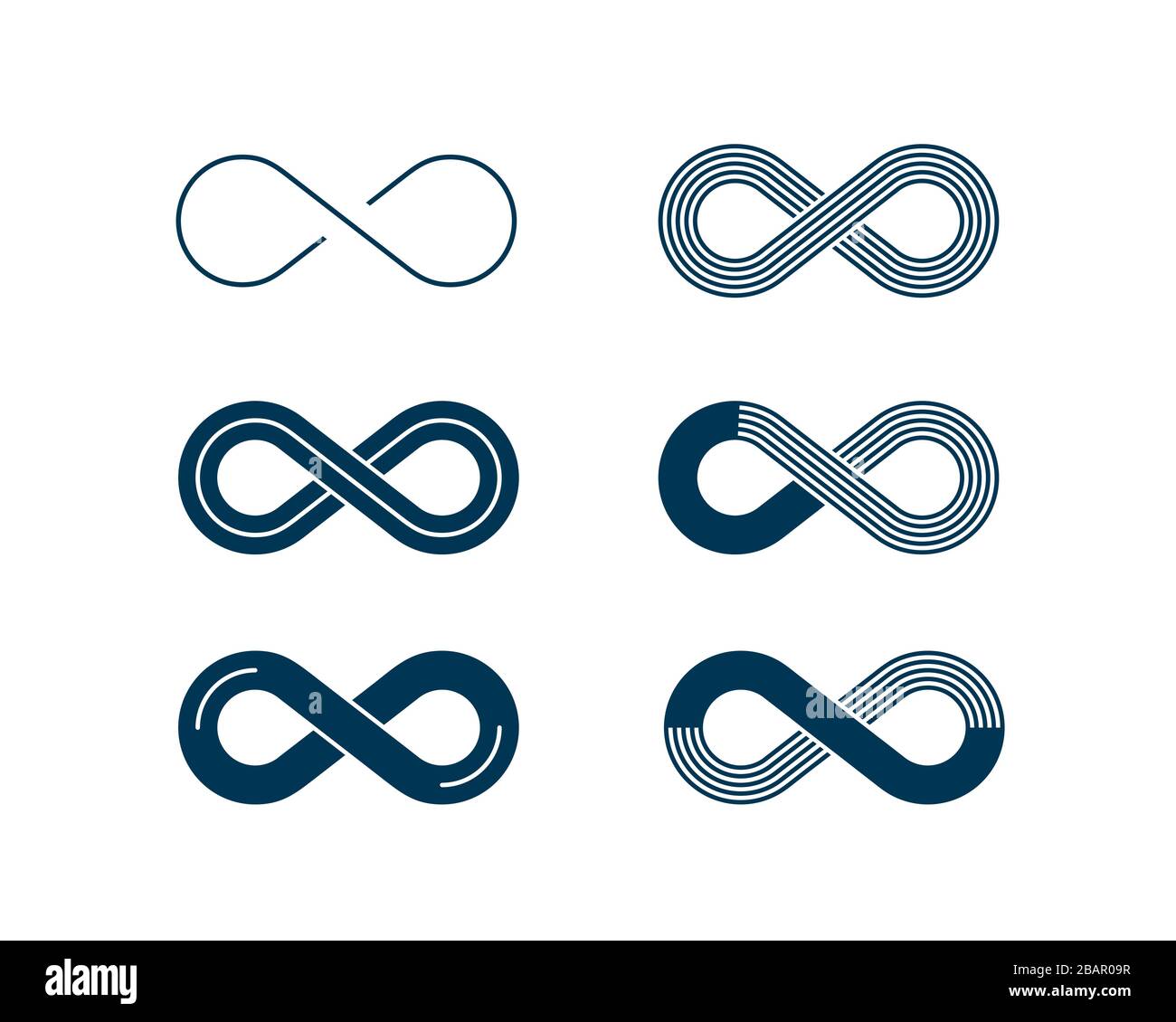 Sechs isolierte Symbole mit endlosem geometrischem Abzeichen Stock Vektor