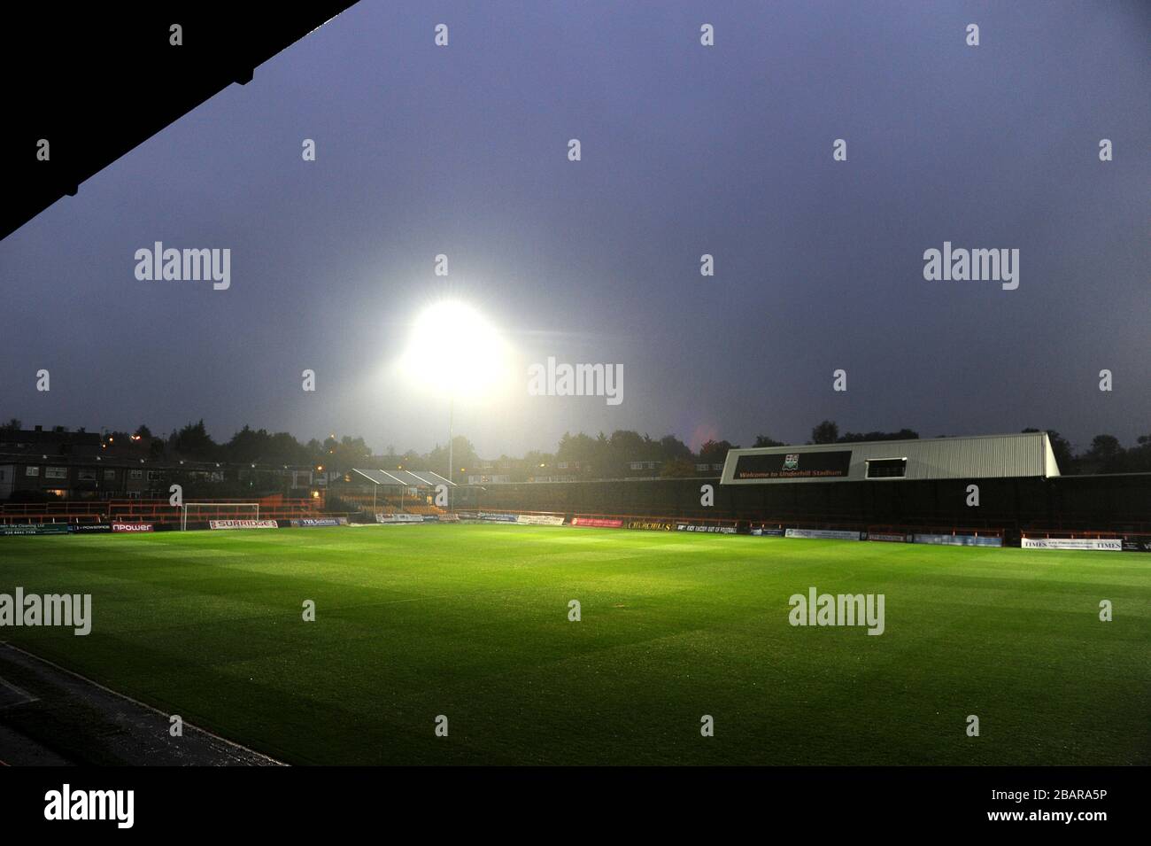 Ein allgemeiner Blick auf das Underhill Stadium, Heimstadion von Barnet Stockfoto