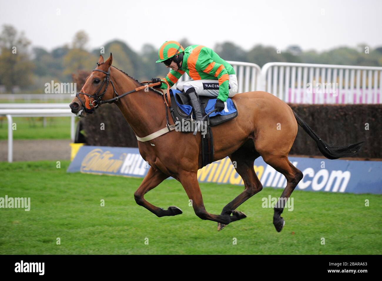 Hawkhill von Aidan Coleman auf dem Weg zum Sieg bei williamhill.com - der Hürde der Wett-Novizen Stockfoto