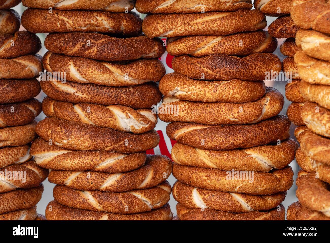 Türkischer Bagel Simit Sesam Stockfoto