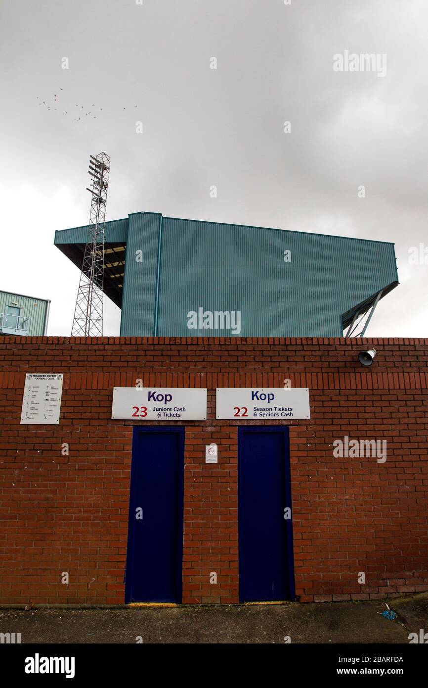 Allgemeiner Blick auf den Prenton Park, der Heimat der Tranmere Rovers Stockfoto