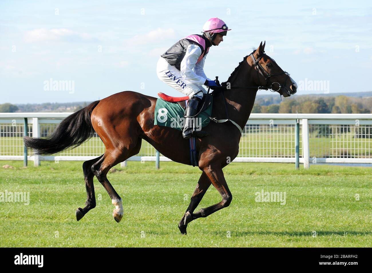 Jockey Liam Treadwell wird vor der Lindener Homes Greens Norton Beginners' Chase auf Prince of Dreams Posten Stockfoto