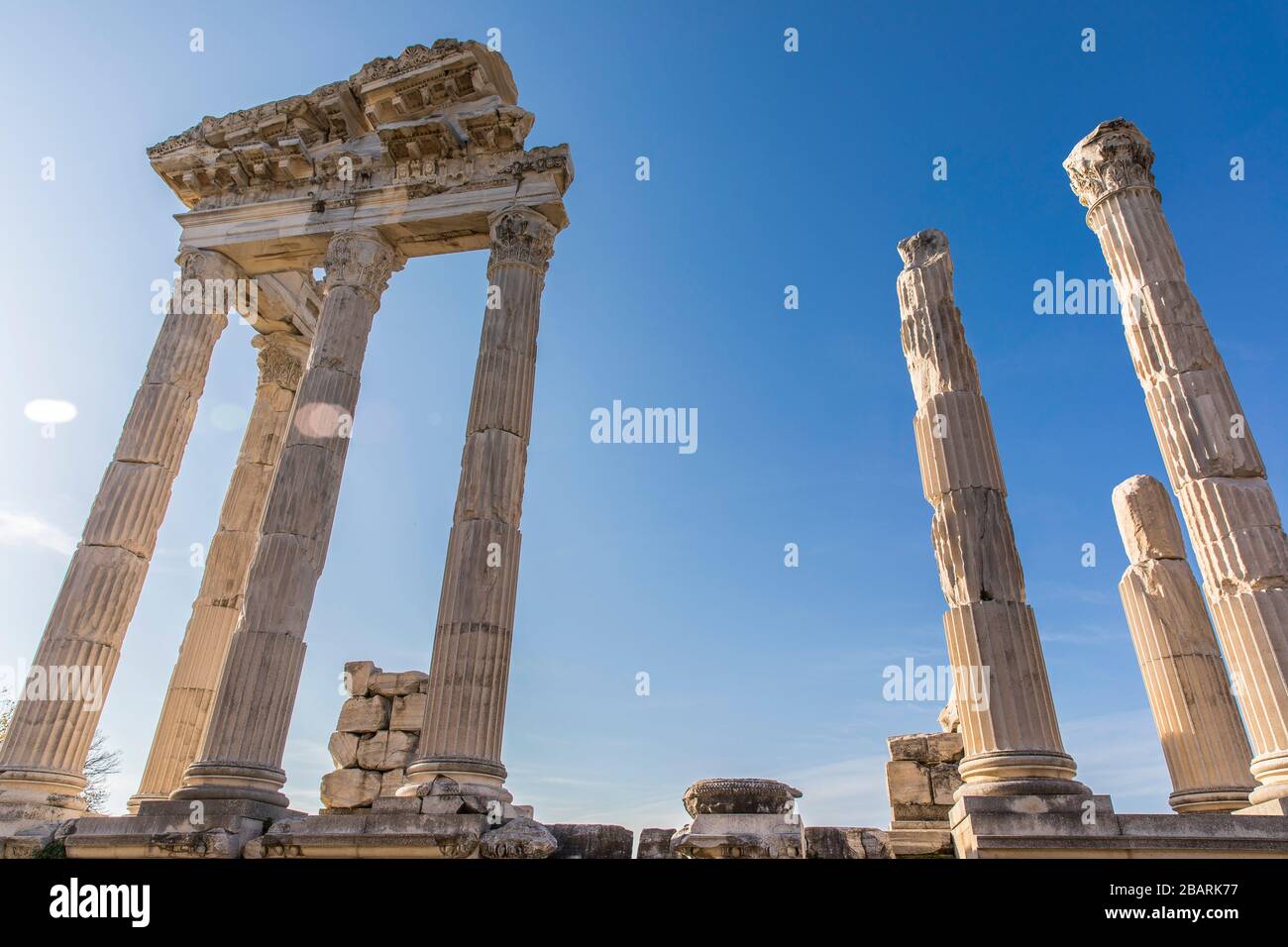 Trajan Tempel in der antiken Stadt Pergamon in der Türkei. Stockfoto