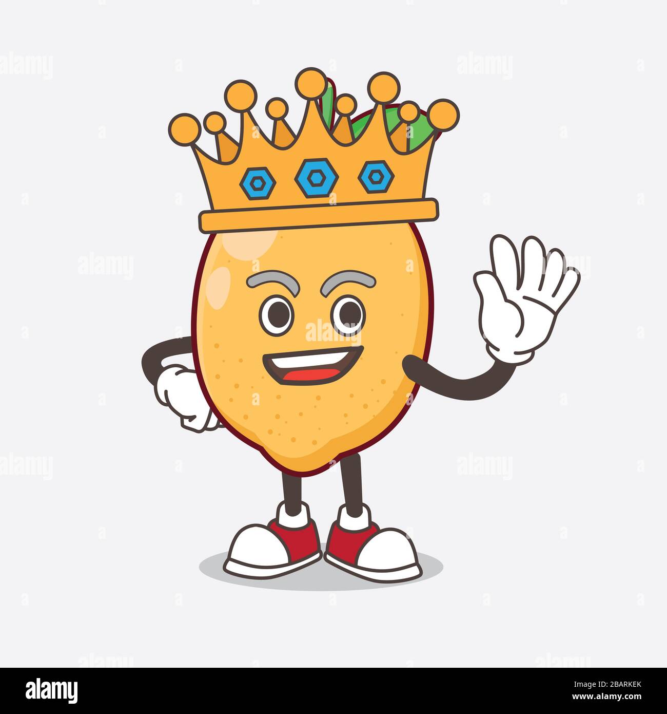 Eine Illustration der Figur des Lemon Fruit Cartoon Maskottchens, die von King auf dem Cartoon-Maskottchen-Design stilisiert wurde Stockfoto
