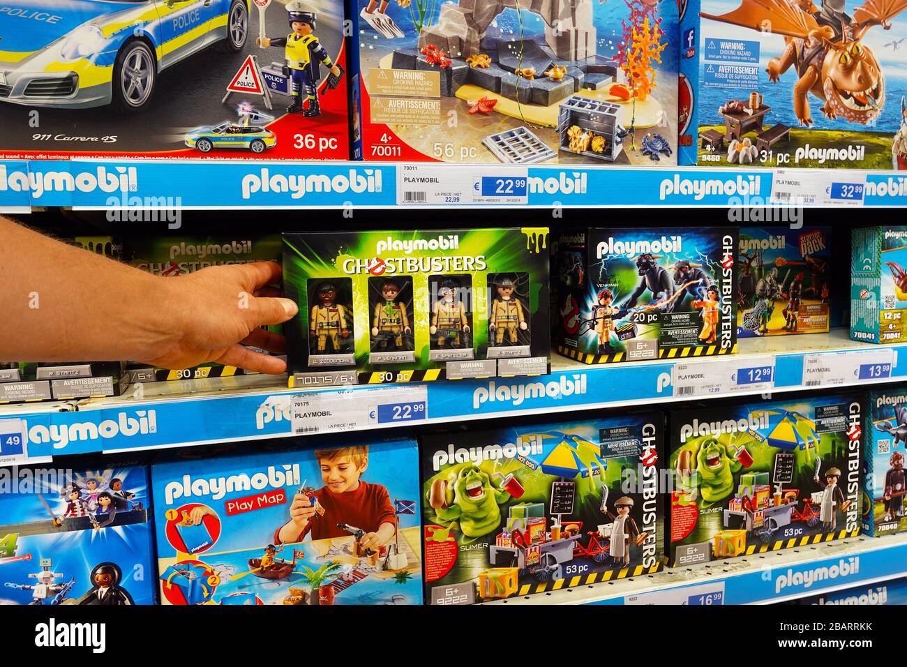 Playmobil mit ghostbusters Thema in einem Spielwarenladen Stockfoto