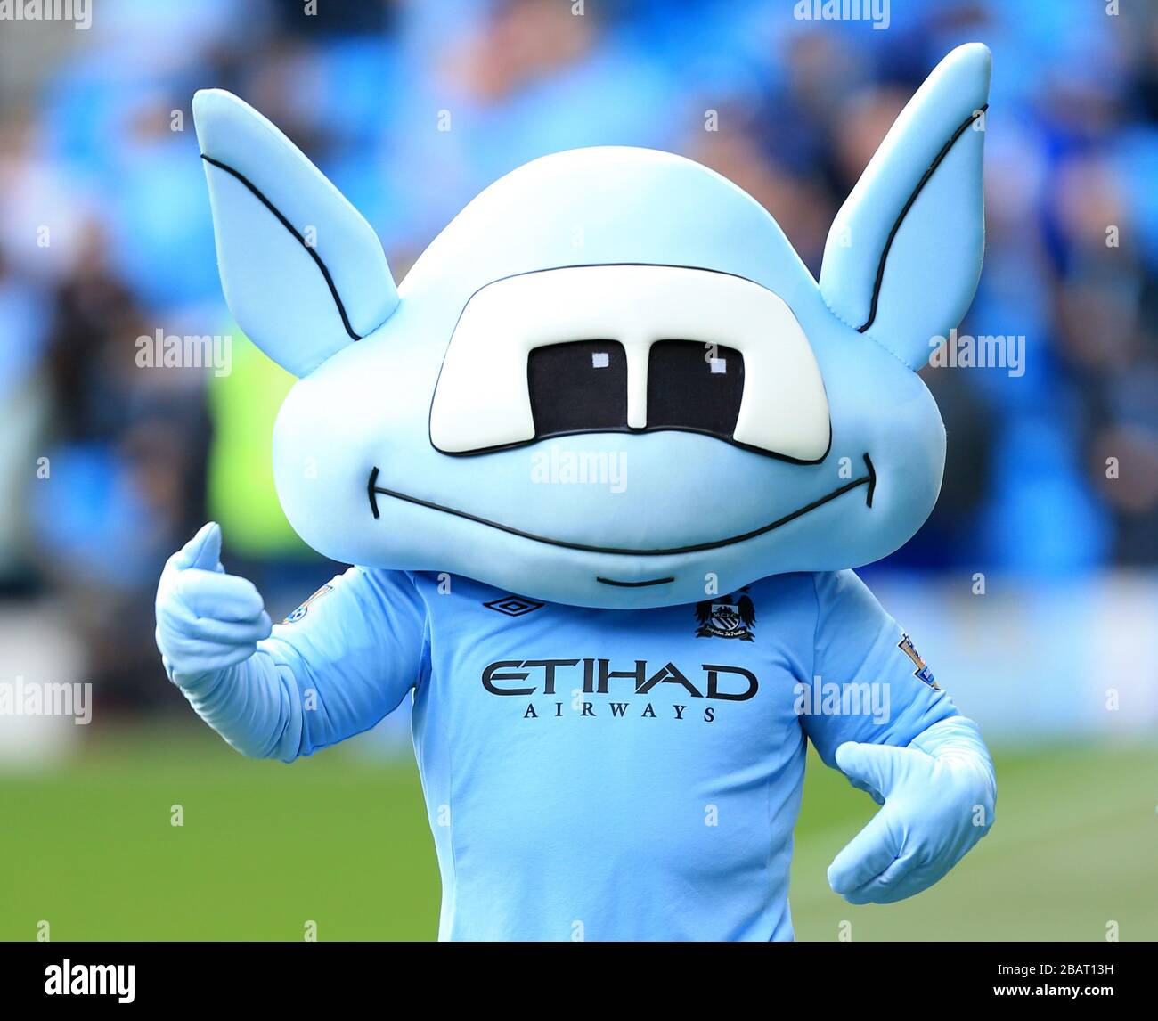 Manchester City Maskottchen Moonchester Stockfoto