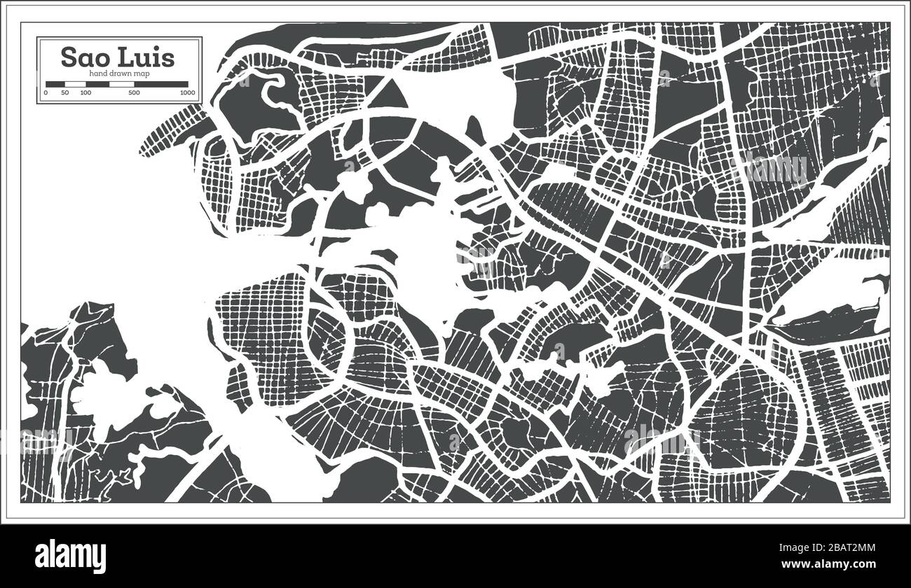 Sao Luis Brazil Stadtplan im Retro Stil. Übersicht. Vektorgrafiken. Stock Vektor