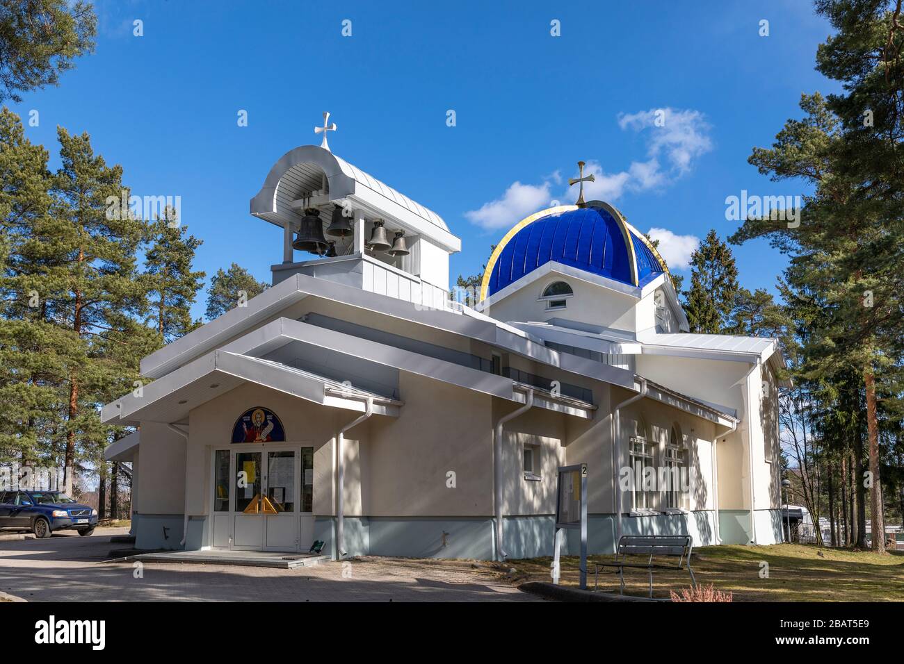 Orthodoxe Kirche in Tapiola, Espoo, ohne Menschen Stockfoto