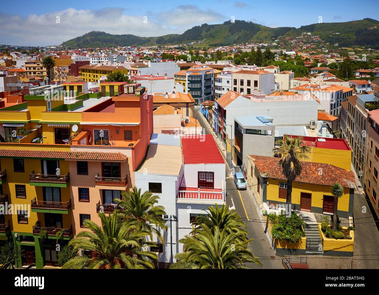 Luftaufnahme von San Cristobal de La Laguna an einem sonnigen Tag, auf Tenera, Spanien. Stockfoto