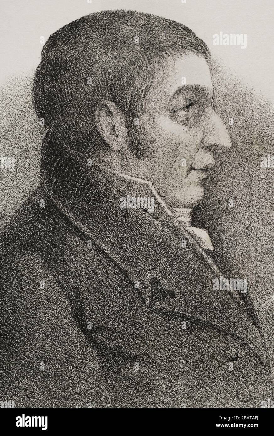 Mariano Lagasca y Segura (1776-1839). Spanischer Botaniker. Direktor des Königlichen Botanischen Gartens von Madrid. Illustration von Santiago Llanta, Detail. Die Lithographie. Cronica General de España, Historia Ilustrada y Descriptiva de sus Provincias. Aragon, Im Jahr 1866. Stockfoto