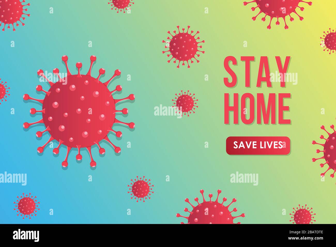 "Stay Home Save Lives", "Self Isolation" und "Quarantäne"-Kampagne, um sich selbst zu schützen und Leben zu retten Stock Vektor