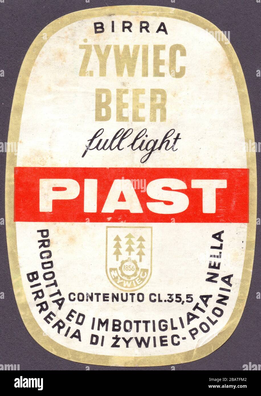 Etiquette ancienne. Pologne. Birra Zywiec Beer Full Light Piast Stockfoto