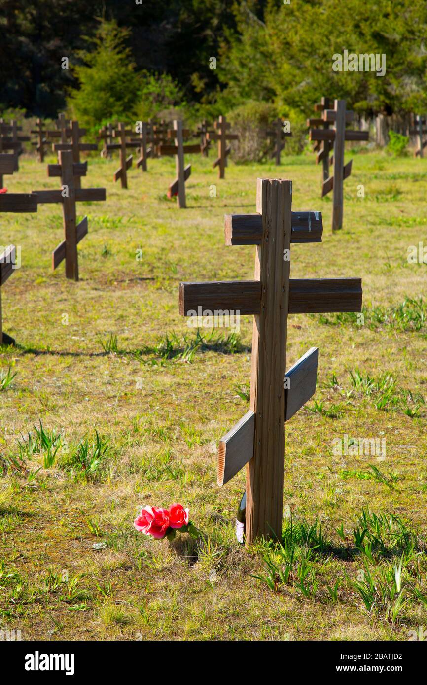 Russisch-American Company Cemetery, Fort Ross State Historic Park, Kalifornien Stockfoto