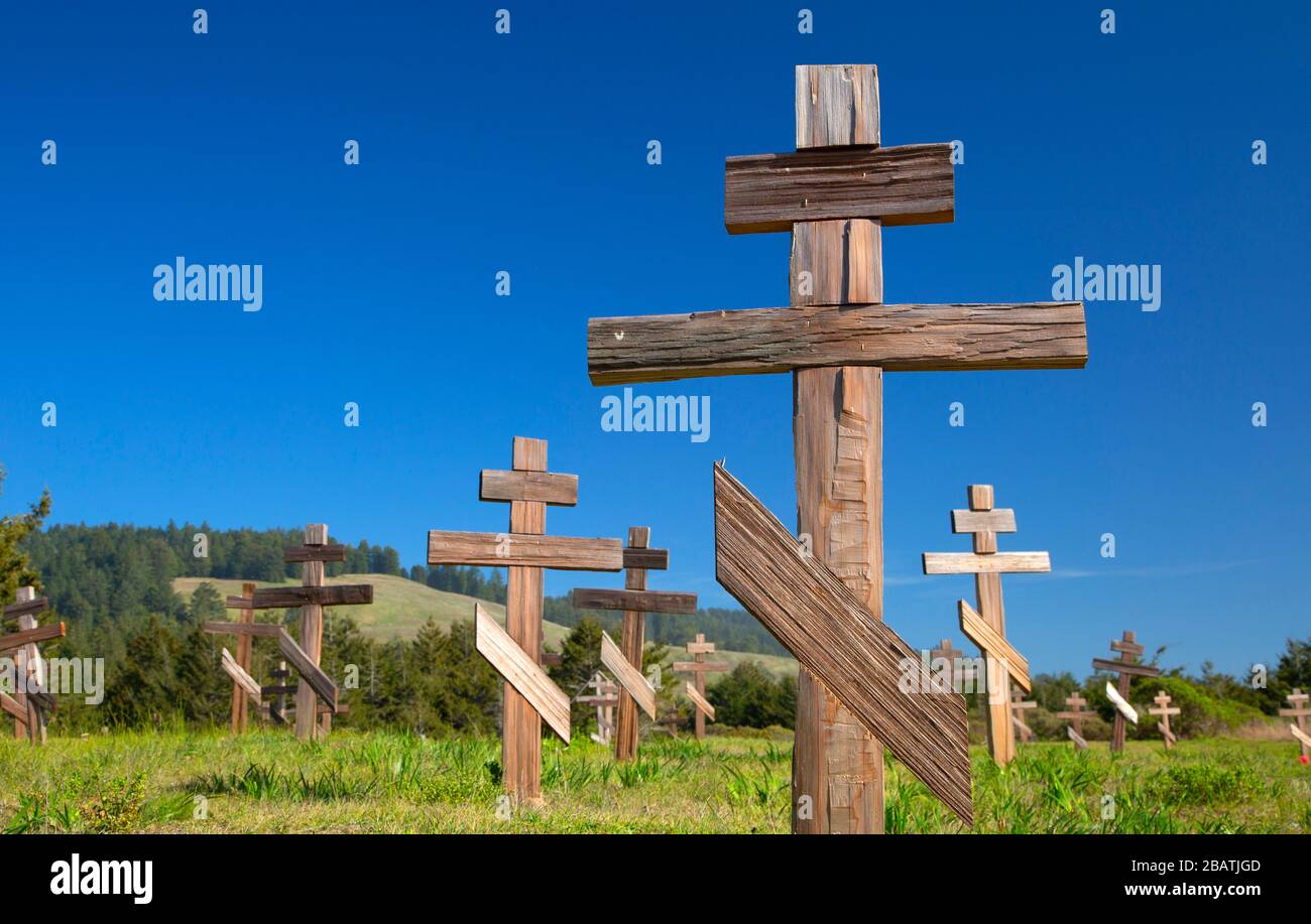 Russisch-American Company Cemetery, Fort Ross State Historic Park, Kalifornien Stockfoto