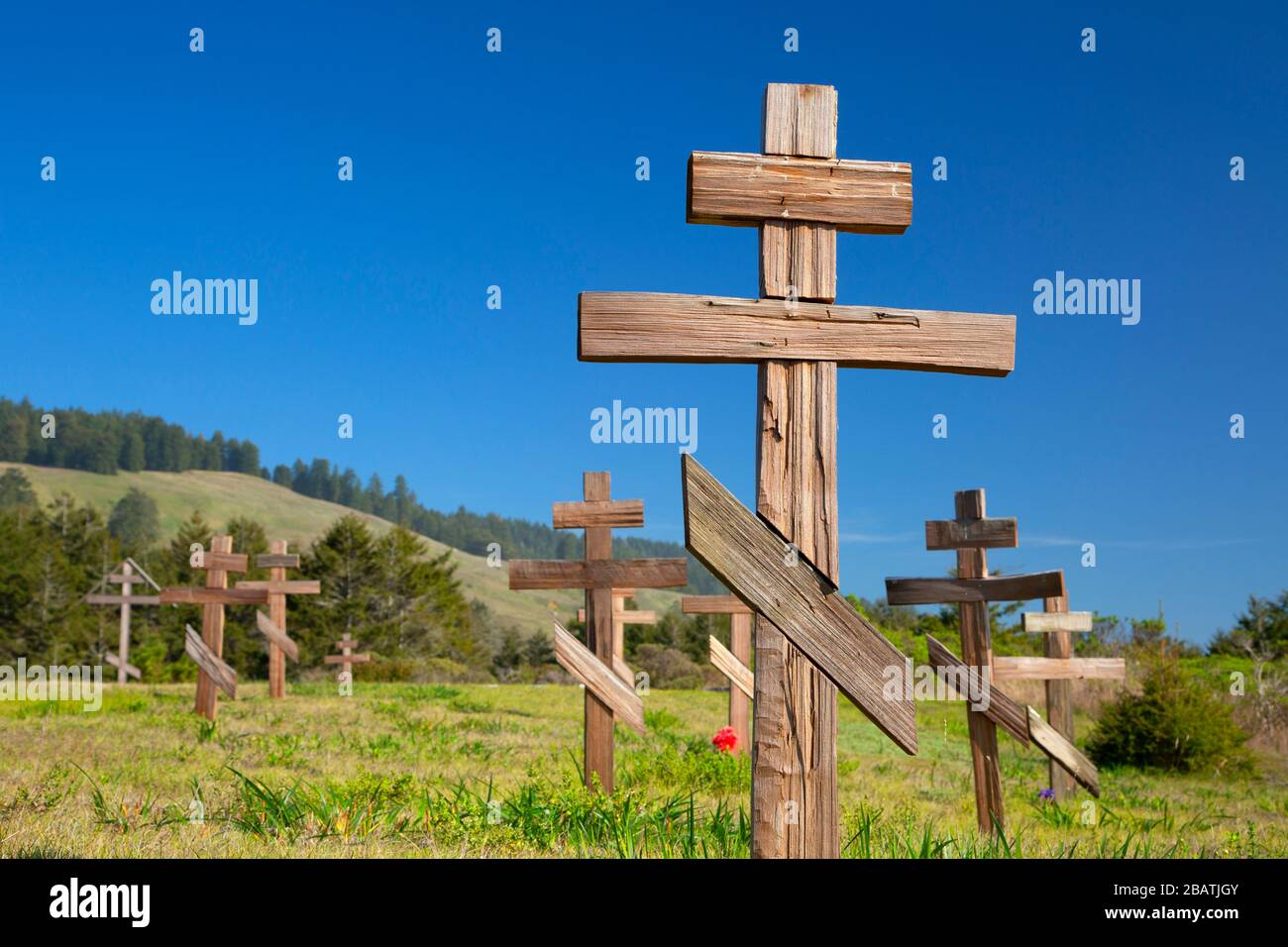 Russisch-American Company Cemetery, Fort Ross State Historic Park, Kalifornien Stockfoto