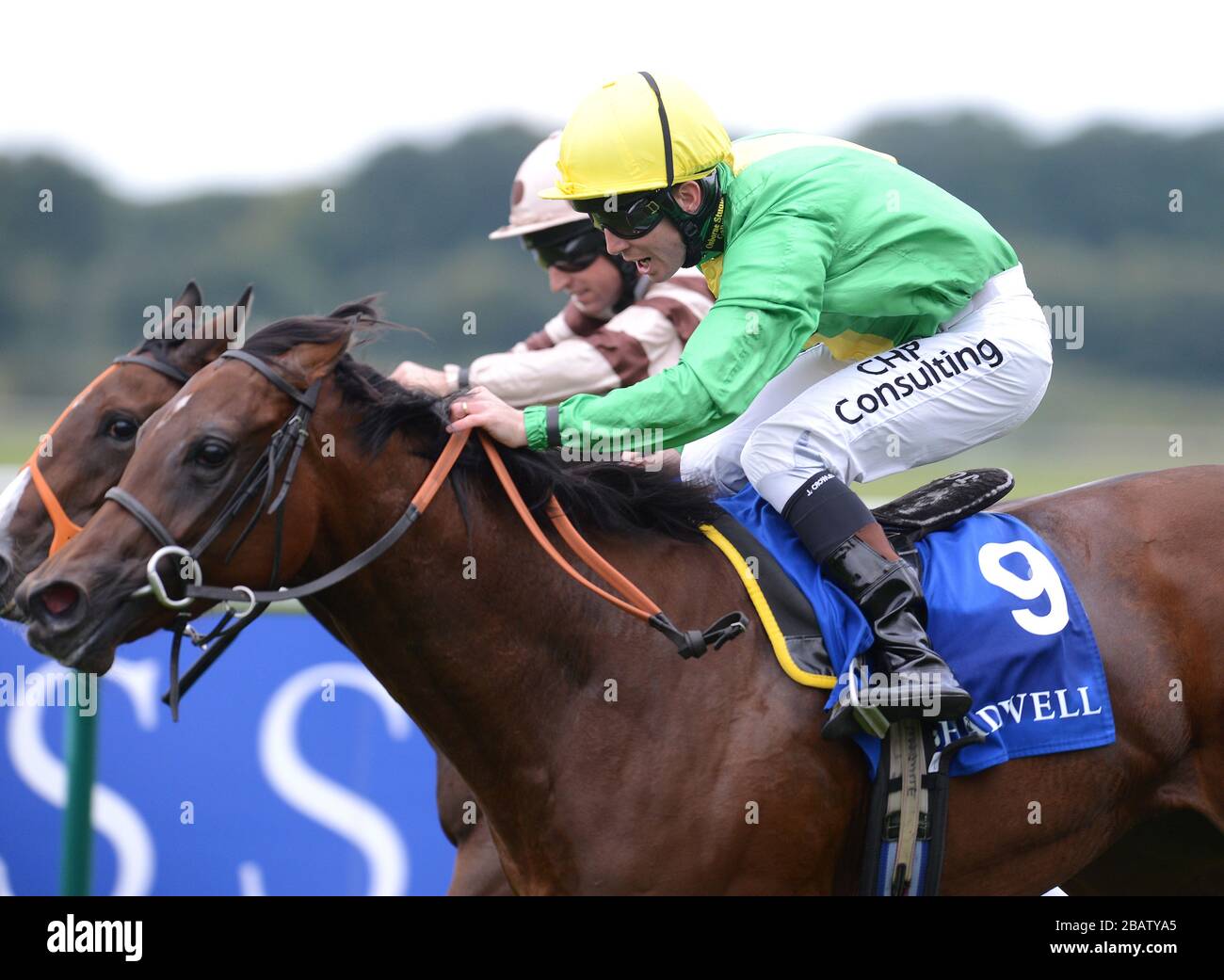 Waterway Run von Jim Crowley Gewinnern der Sakhee Oh so Sharp Stakes geritten (Fillies' Group 3) Stockfoto