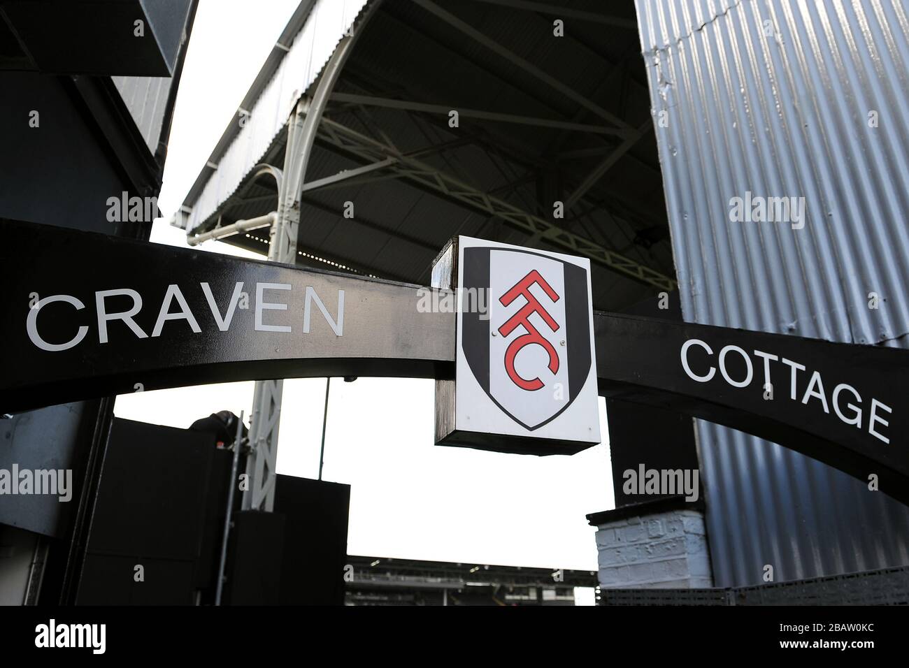 Allgemeiner Blick auf die Details von Craven Cottage, Heimat von Fulham Stockfoto