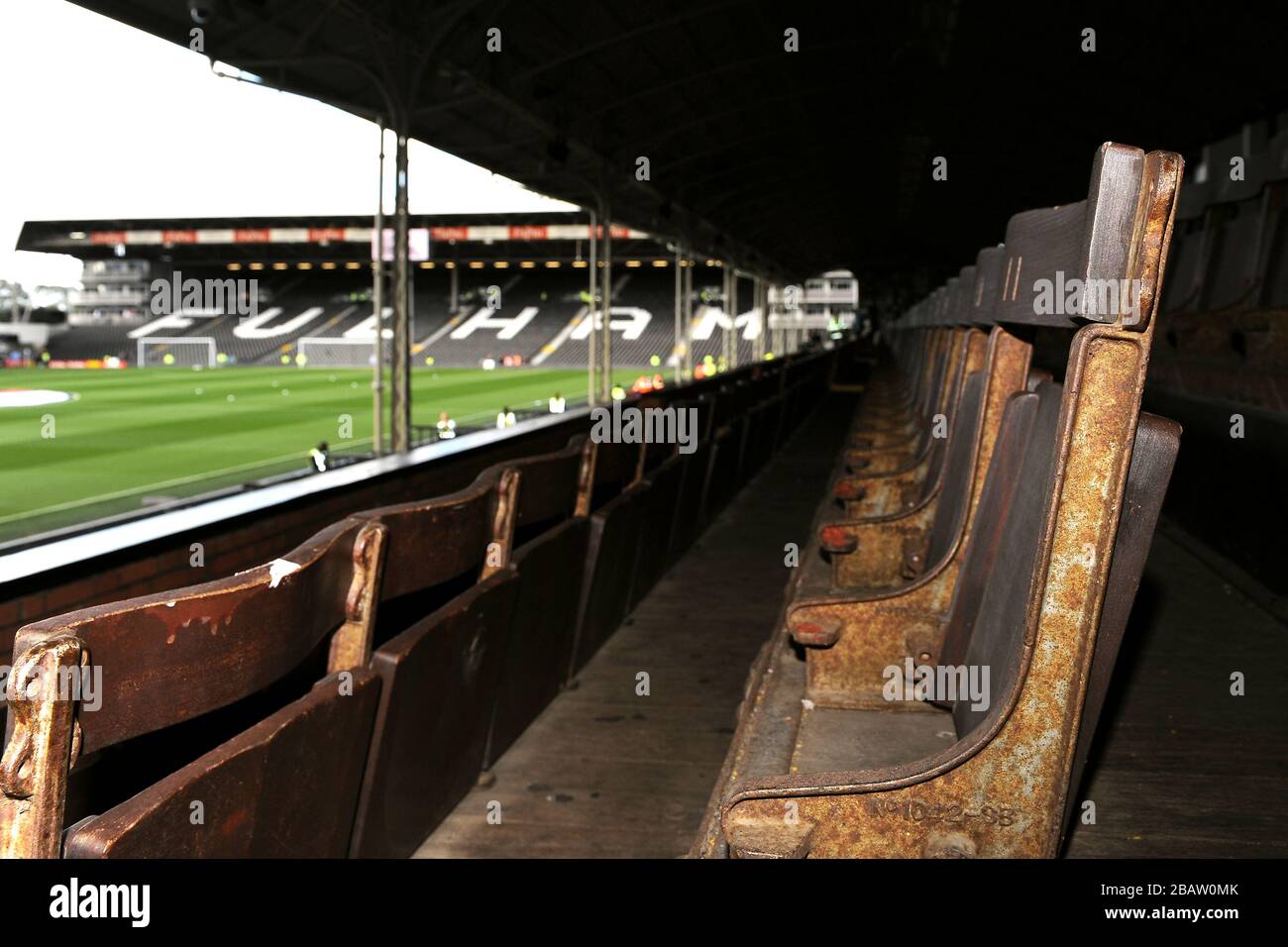 Allgemeiner Blick auf die Details von Craven Cottage, Heimat von Fulham Stockfoto
