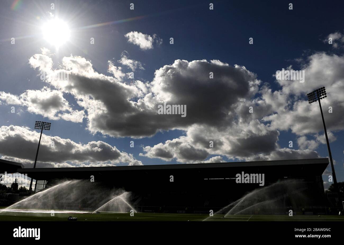 Allgemeiner Blick auf Craven Cottage, Heimat von Fulham Stockfoto